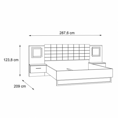 CLAVE BED WITH INTEGRATED BEDSIDE BEDS & LED FOR MATTRESS 160X200 cm.