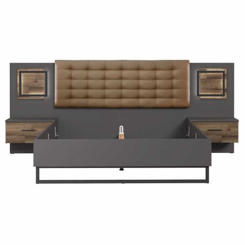 CLAVE BED WITH INTEGRATED BEDSIDE BEDS & LED FOR MATTRESS 160X200 cm.