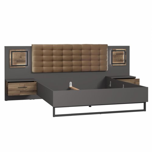 CLAVE BED WITH INTEGRATED BEDSIDE BEDS & LED FOR MATTRESS 160X200 cm.