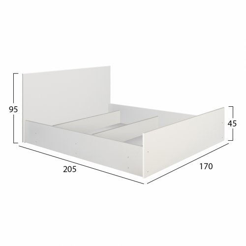 MELAMIN DOPPELBETT FÜR MATRATZEN GRÖßE 160X202 cm IN WEIß