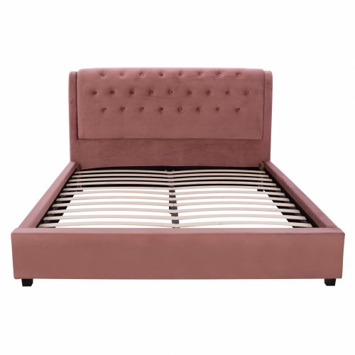 BETT "ODALYS" 150X200 cm AUS SAMT IN ROSE 164x223x100 cm