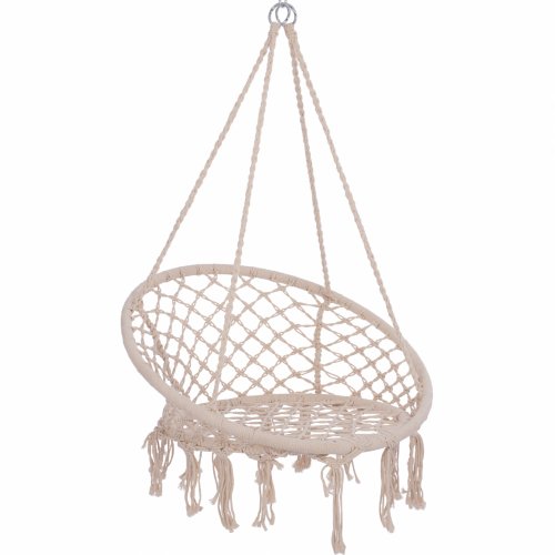 Hängesessel "Neena" in weiß aus weicher Baumwolle und Polyester 80x73x99 cm