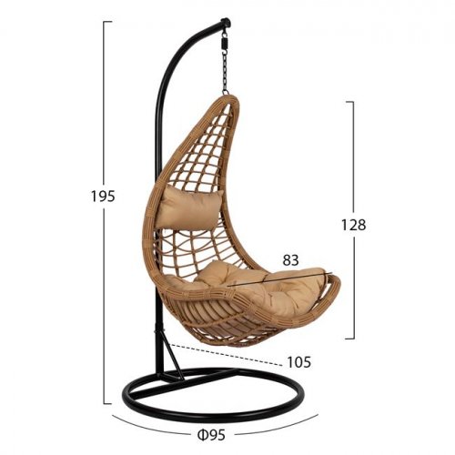 ΚΡΕΜΑΣΤΗ ΠΟΛΥΘΡΟΝΑ ΦΩΛΙΑ ΜΕ WICKER & ΜΑΞΙΛΑΡΙΑ ΜΠΕΖ Φ95Χ195Υ εκ.
