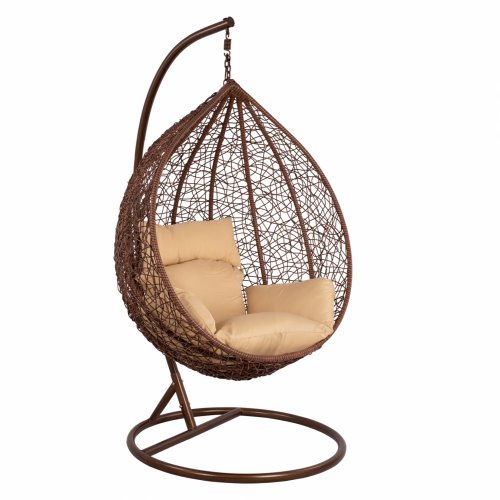 HÄNGESESSEL "DEVA" NEST IN BRAUN MIT KISSEN Φ105x195