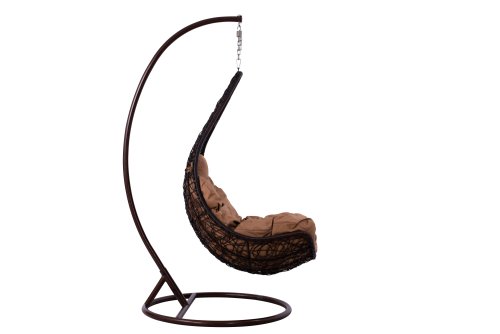 Hängesessel-Nest aus Metall in braun mit Kissen φ95 x 193 cm.