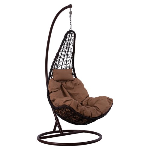 Hängesessel-Nest aus Metall in braun mit Kissen φ95 x 193 cm.