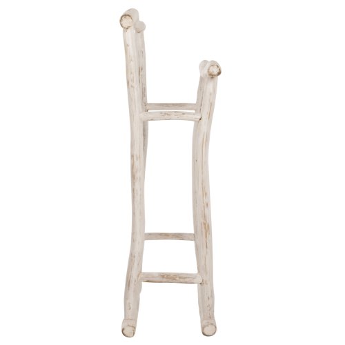 HANDTUCH HÄNGER AUS TEAK ÄSTEN IN WEIß PATINA 90x28x77-91Hcm