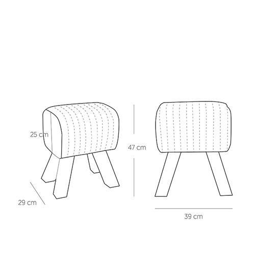 "Elone" stool made of 100% real buffalo leather in brown and oak frame