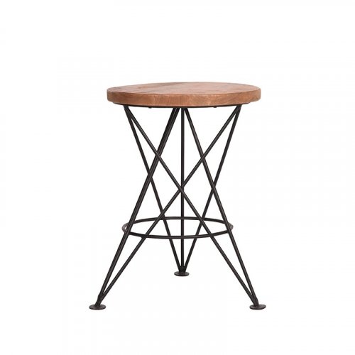 Hocker Holzsitz Industrial Antique Paris Grau-Woodwell