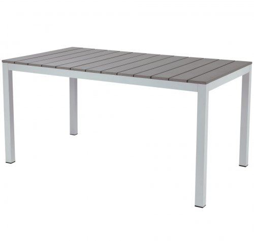 Lissabon Aluminium Tisch 140x80 mit Kunststoff Tech Wood in grau