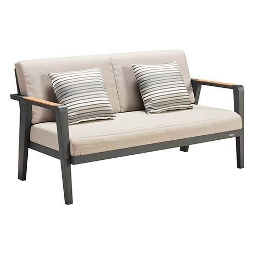 "EMOTI" LOUNGE SET MIT 2-SITZER AUS ALUMINIUM UND TEAKHOLZ SCHWARZ