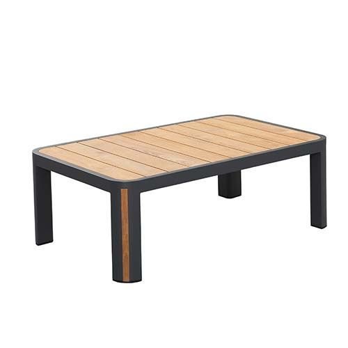 "GENEVA" 3 SEAT LOUNGE SET IN ALUMINUM AND BLACK TEAK