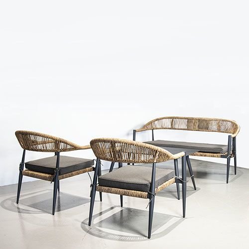 JONAH LOUNGESET | 4-TEILIGES GEWEBE ALUMINIUM NATUR