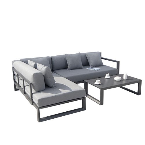 Lounge set "Mabel" Corner 3-piece in anthracite made of aluminum frame