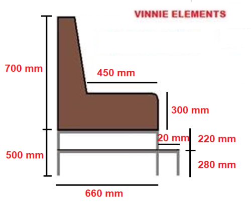 Vinnie Hohe Sitzbank 80cm in Farbe Cognac