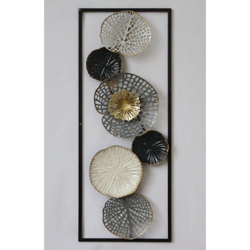 METALLISCHE WANDDEKORATION SCHWARZ WEISS SILBER 74,5x4x28,5 cm