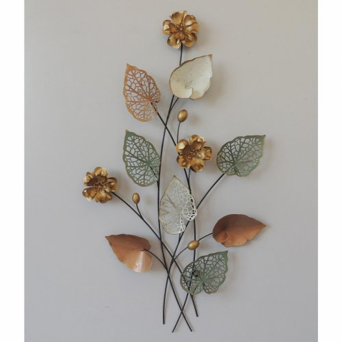 METALLWANDDEKORATION GRÜN GOLD 87x5,5x50 cm