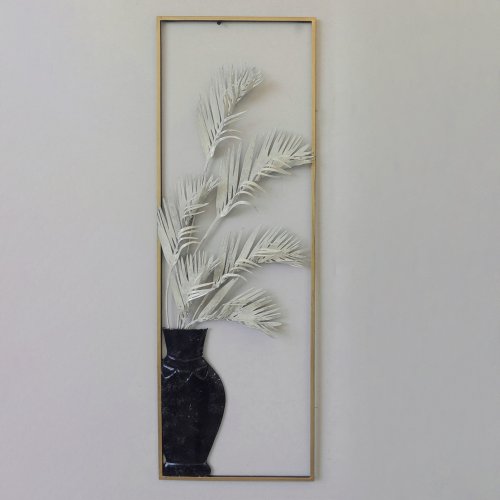 METALLISCHE WANDDEKORATION WEISSGOLD SCHWARZ 89,5x5x31 cm