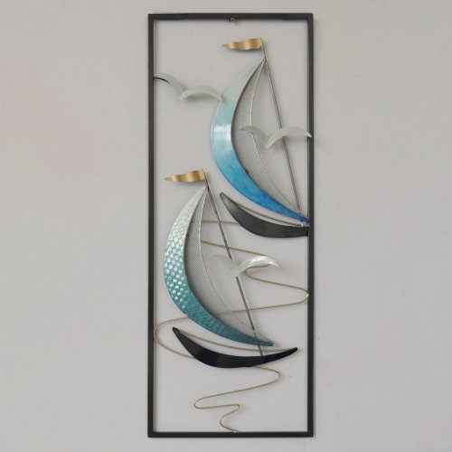 METALLWAND DEKORATIVE BLAU SCHWARZ 74,5x3x28,5 cm