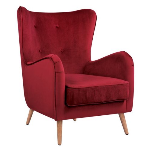 Ohrensessel MARTA aus Samt in Farbe Rot