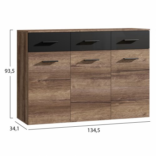 Konsolentisch Menlamin Rolan in Walnuss Schwarz 134,5x34,1x93,5 cm