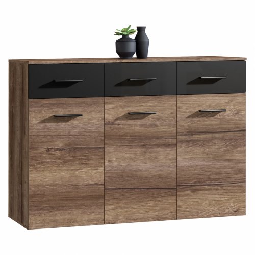 Konsolentisch Menlamin Rolan in Walnuss Schwarz 134,5x34,1x93,5 cm