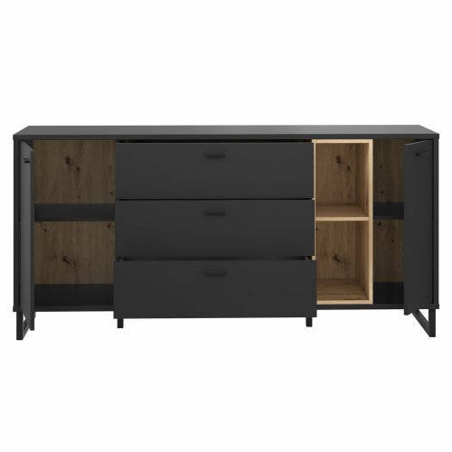 MELAMINE BUFFET LUCA HM8829 BLACK NATURAL 174,2x41,5x84cm