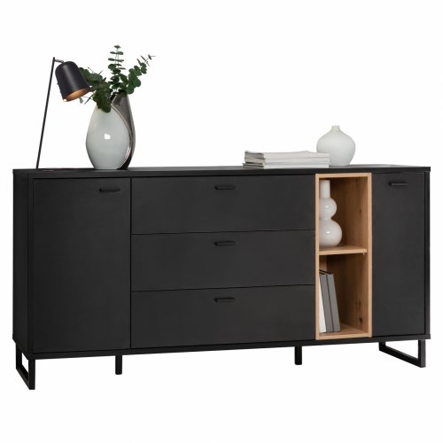 MELAMINE BUFFET LUCA HM8829 BLACK NATURAL 174,2x41,5x84cm