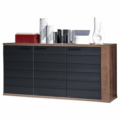 Melamin Konsolentisch Schrank Ryker in Walnuss und Grau 161,5 x 41,6 x 85,1 cm