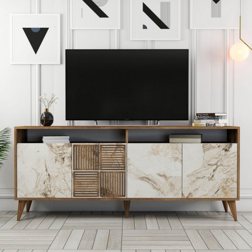 BUFFET MELAMINE WALNUT COLOR WITH MARBLE 180x35x78cm - Kopie