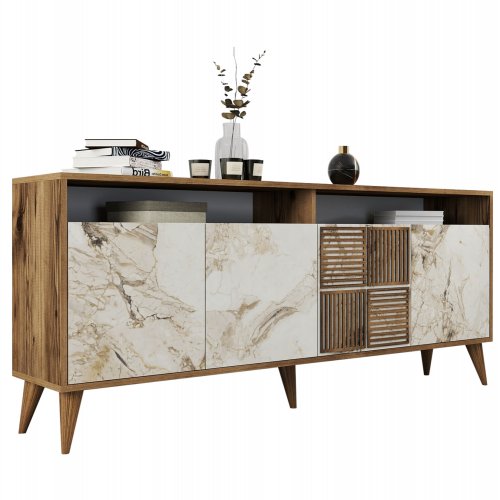 BUFFET MELAMINE WALNUT COLOR WITH MARBLE 180x35x78cm - Kopie