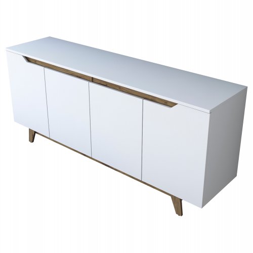 BUFFET MELAMINE WHITE WITH WALNUT DETAILS 180x45x78,6cm