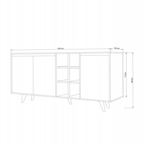 BUFFETS AUS NUSSBAUM UND WEISSEM MELAMIN 140x40x86cm