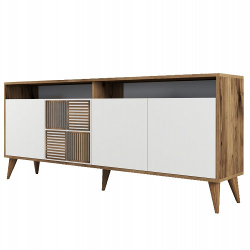 BUFFET MELAMINE IN WALNUT WITH WHITE DOORS 180x35x78.6cm