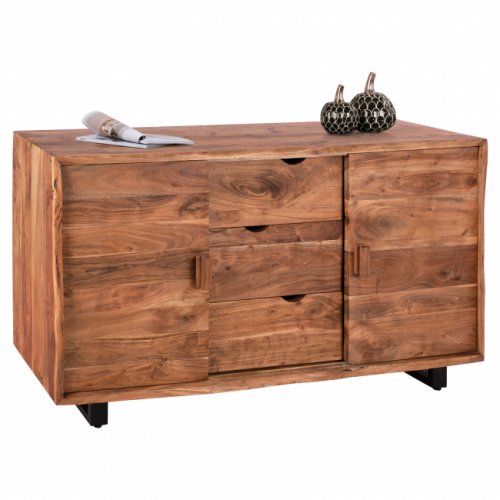 "NICOLE" BUFFET AUS MASSIVEM AKAZIENHOLZ NATUR 160x45x92cm