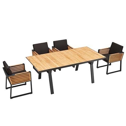 Outdoor Ess-Set 7-teilig "New York" aus anthrazit Aluminium und Teakholz