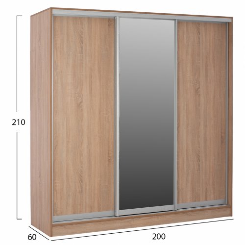 ΝΤΟΥΛΑΠΑ 3ΦΥΛΛΗ ΣΥΡΟΜΕΝΗ ΜΕ ΚΑΘΡΕΠΤΗ SONAMA OAK WW2435 200X60X210Υεκ