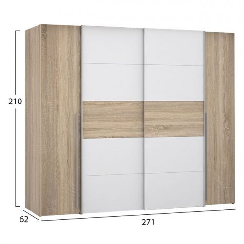 SCHRANK MIT 4 TÜREN (2 SCHIEBER-2 FEST) LOIS WW2369.02 SONAMA WEISS 271X62X210cm