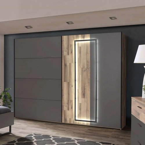 ΝΤΟΥΛΑΠΑ ΣΥΡΟΜΕΝΗ 2ΦΥΛΛΗ CLAVE HM8799 ME LED ΚΑΡΥΔΙ ΓΚΡΙ 269,9x61,2x210,5 εκ.