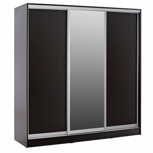 ADLER SCHIEBESCHRANK AUS MELAMIN WENGE MIT 3-FLÜGELIGEM SPIEGEL WW2461.02 183x60x220 cm