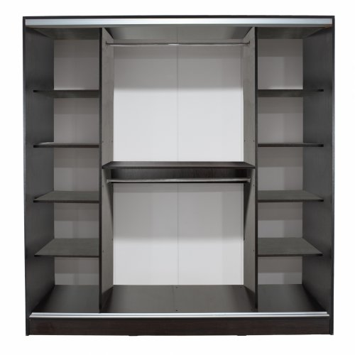 ADLER SCHIEBESCHRANK AUS MELAMIN WENGE MIT 3-FLÜGELIGEM SPIEGEL WW2461.02 183x60x220 cm