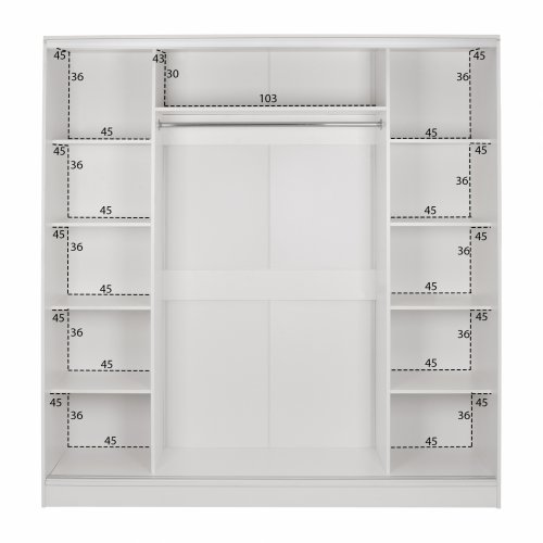 "ADLER" SCHIEBESCHRANK AUS MELAMIN WEIß MIT SPIEGEL WW2435.03 200X60X210