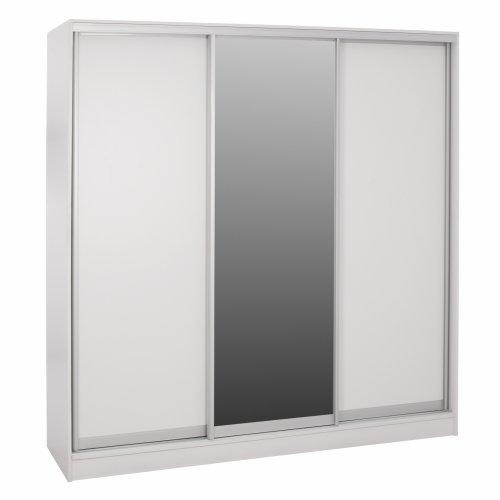 "ADLER" SCHIEBESCHRANK AUS MELAMIN WEIß MIT SPIEGEL WW2435.03 200X60X210