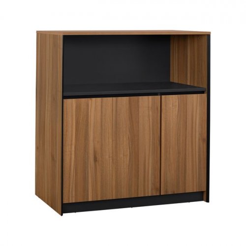 Professional office cabinet in honey oak and gray tones