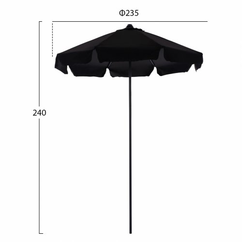 PARASOL "DARWIN" 2.35M IN GRAY WITH BLACK ACRYLIC CLOTH