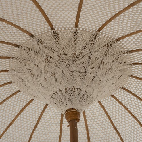 Parasol with ecru macrame φ250 cm in beige