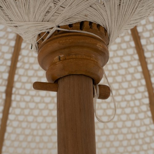 Parasol with ecru macrame φ250 cm in beige