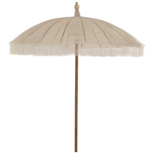 Parasol with ecru macrame φ250 cm in beige