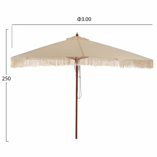 PROFESSIONAL WAGNER UMBRELLA MACRAME BEIGE FRUIT WITH WOODEN FRAME 3X3X2.50H m