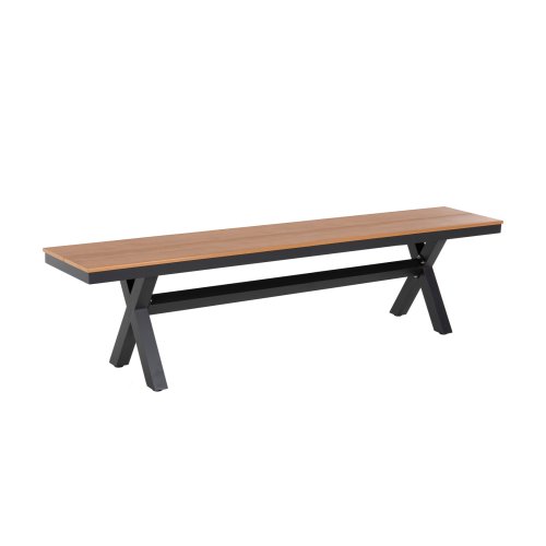 ALUMINIUMBANK ANTHRAZIT- POLYWOOD-SITZ IN NATURHOLZFARBE 220x36x44,5Hcm